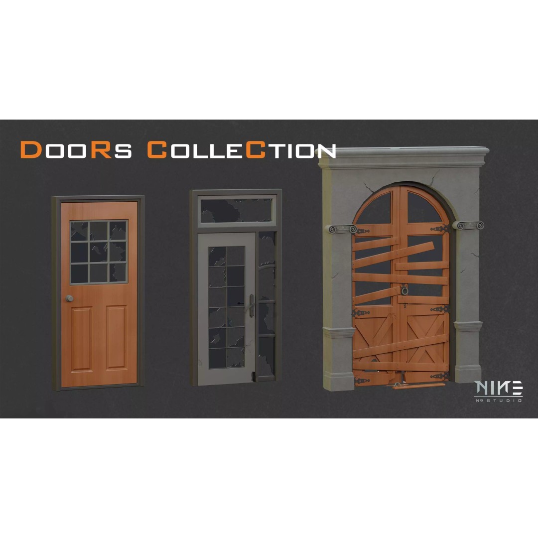 Doors Collection 3D Model – Diverse Styles for Archviz & Games, FBX, OBJ - View 5