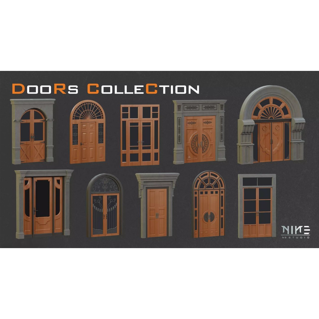 Doors Collection 3D Model – Diverse Styles for Archviz & Games, FBX, OBJ - View 7