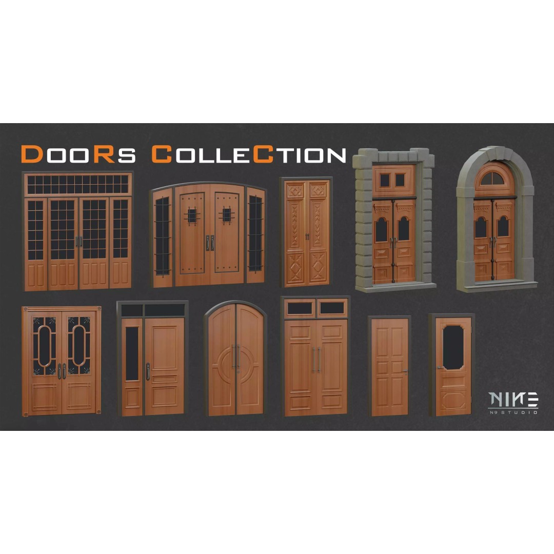 Doors Collection 3D Model – Diverse Styles for Archviz & Games, FBX, OBJ - View 8