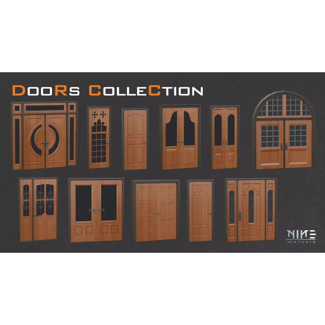 Doors Collection 3D Model – Diverse Styles for Archviz & Games, FBX, OBJ - View 9