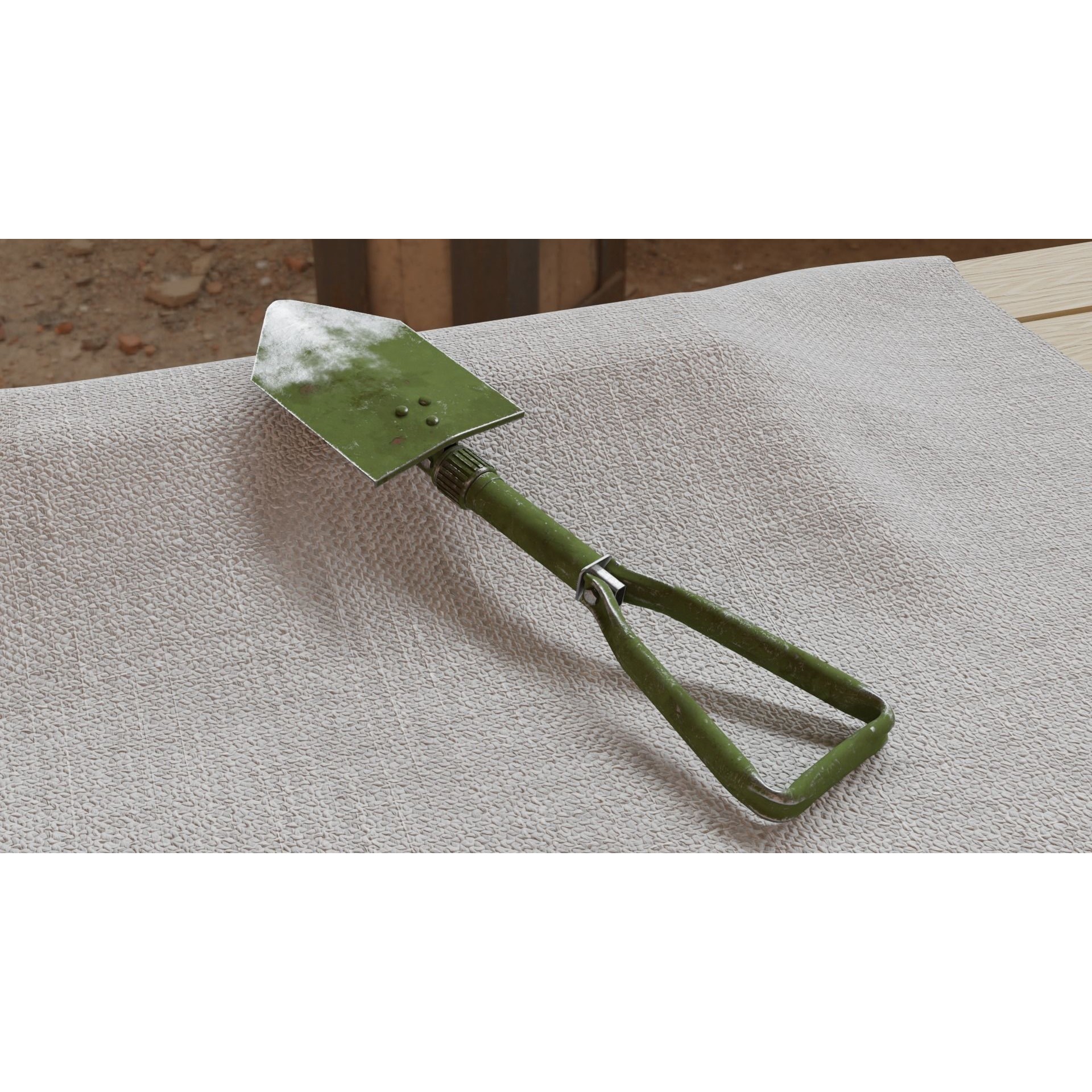 Military Folding Shovel - Low-Poly Game-Ready 3D Model - View 3