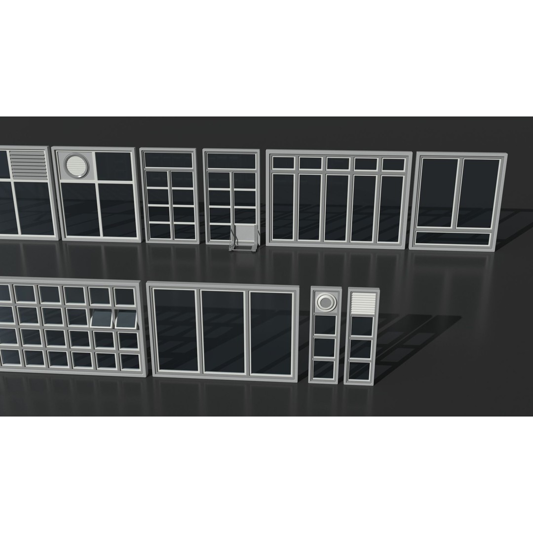 Windows 3D Model – Mid Poly Architectural Asset, FBX, OBJ, Blender