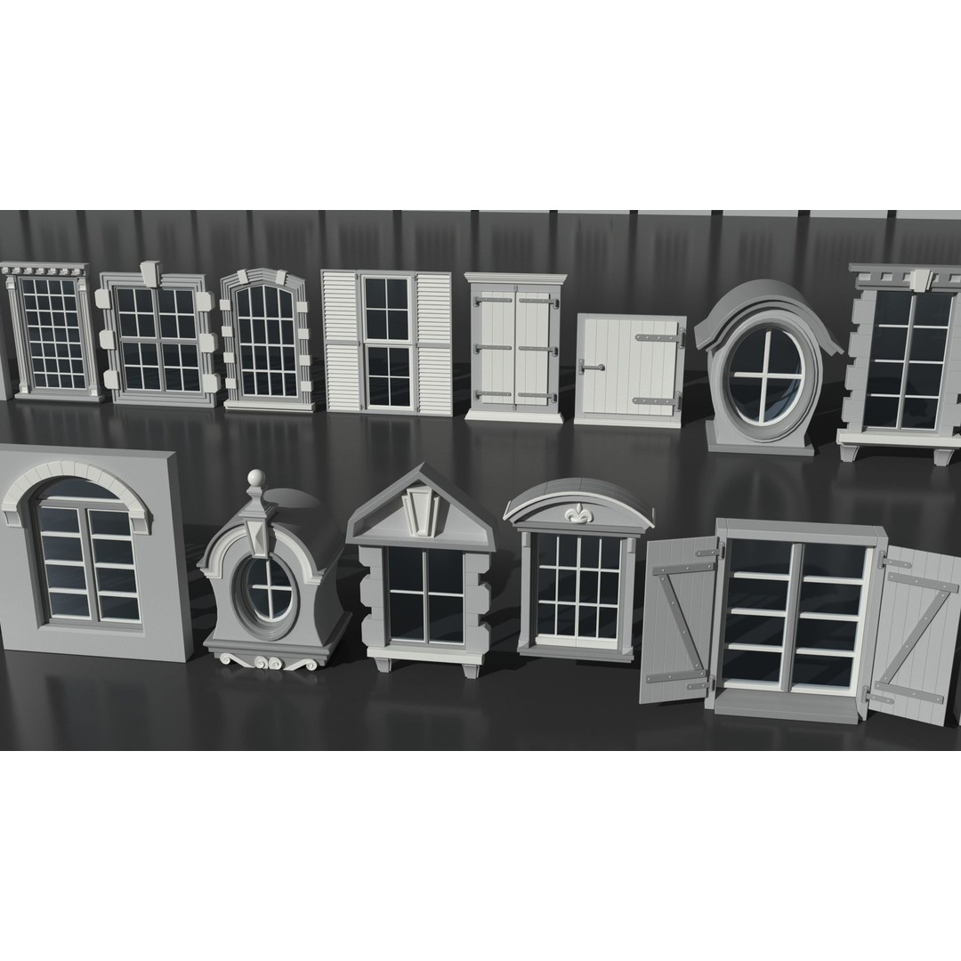 Windows 3D Model – Mid Poly Architectural Asset, FBX, OBJ, Blender - View 13