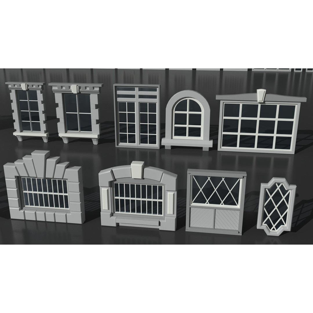 Windows 3D Model – Mid Poly Architectural Asset, FBX, OBJ, Blender - View 14