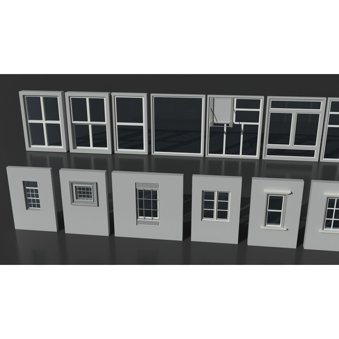 Windows 3D Model – Mid Poly Architectural Asset, FBX, OBJ, Blender - View 15