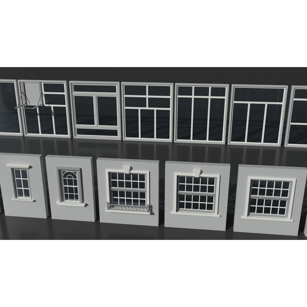 Windows 3D Model – Mid Poly Architectural Asset, FBX, OBJ, Blender - View 16