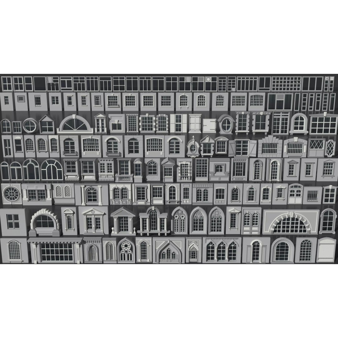 Windows 3D Model – Mid Poly Architectural Asset, FBX, OBJ, Blender - View 2