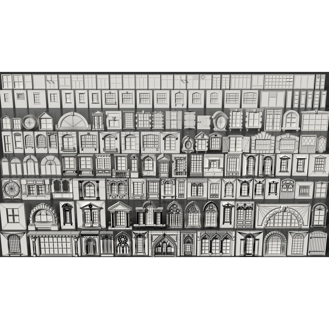 Windows 3D Model – Mid Poly Architectural Asset, FBX, OBJ, Blender - View 3