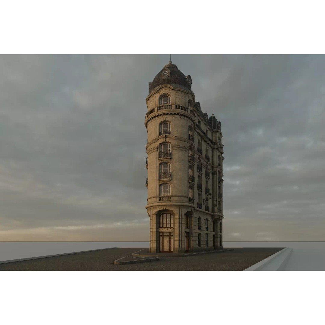 Parisian Building 3D Model – Detailed Late 19th Century Architecture, PBR - View 20