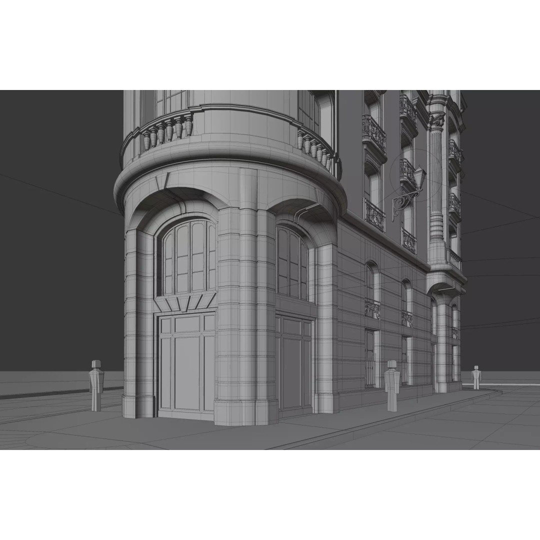 Parisian Building 3D Model – Detailed Late 19th Century Architecture, PBR - View 26