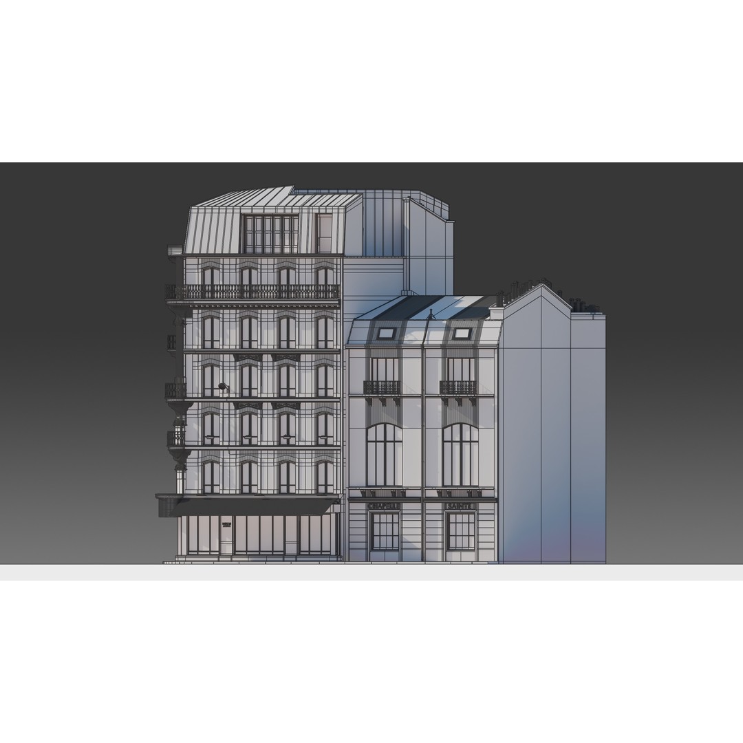 Parisian Cafe Corner Building 3D Model – Detailed Architecture with PBR Textures - View 18