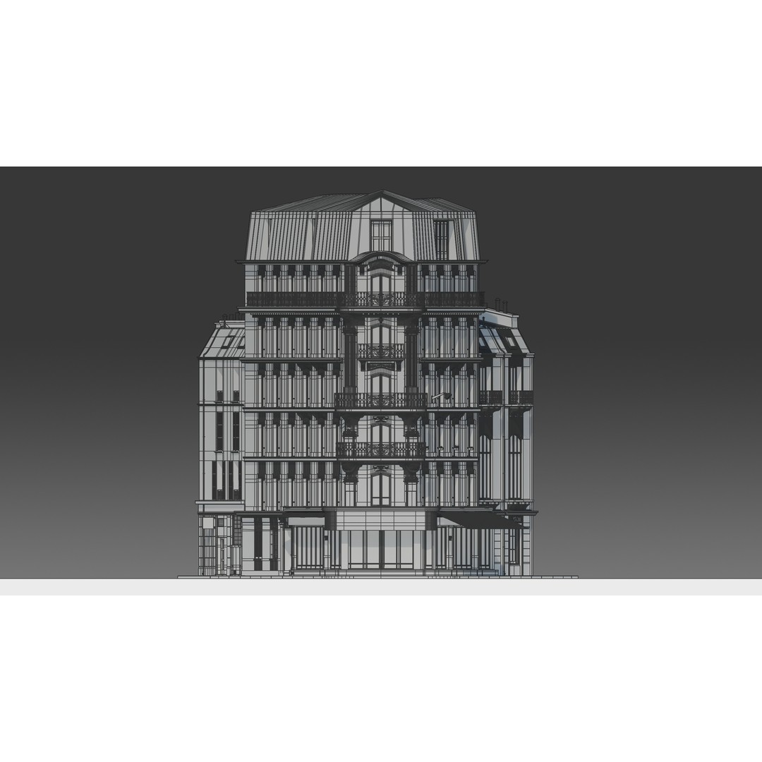 Parisian Cafe Corner Building 3D Model – Detailed Architecture with PBR Textures - View 21