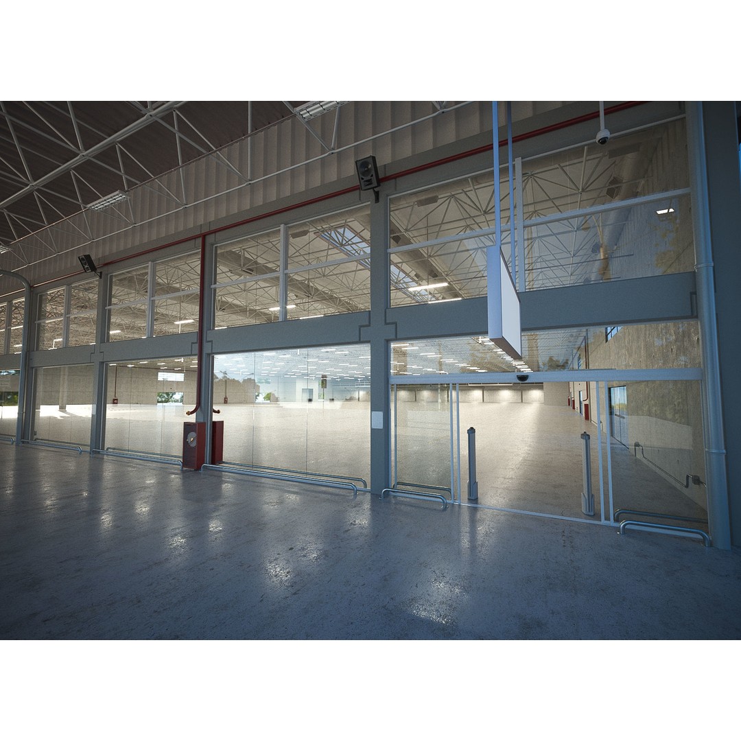 Warehouse Industrial 3D Model – Photorealistic Building, FBX, OBJ - View 3
