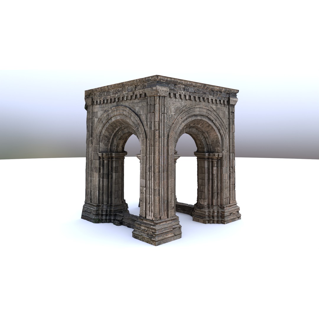 Monumental Castle Entrance 3D Model – Low Poly Historic Gate, FBX - View 11