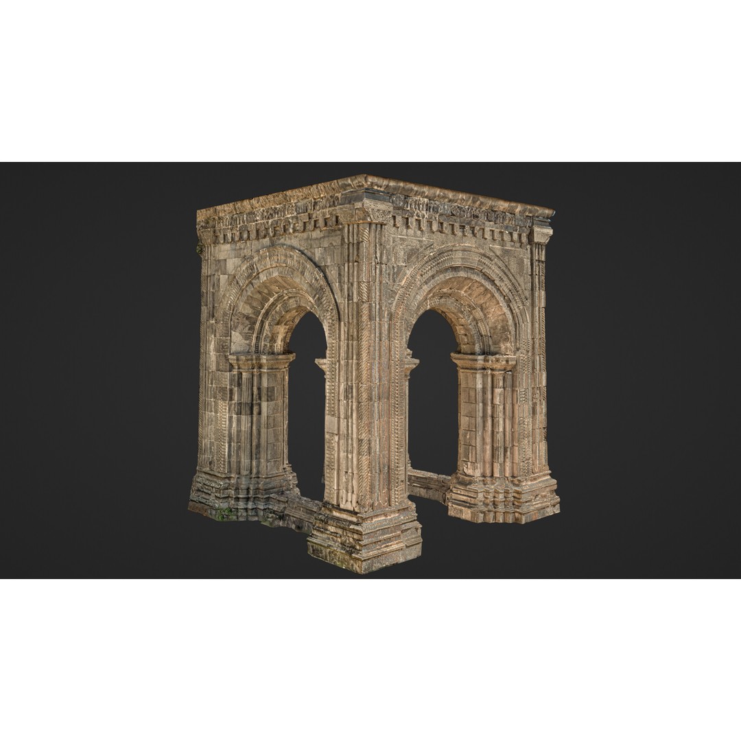 Monumental Castle Entrance 3D Model – Low Poly Historic Gate, FBX - View 15