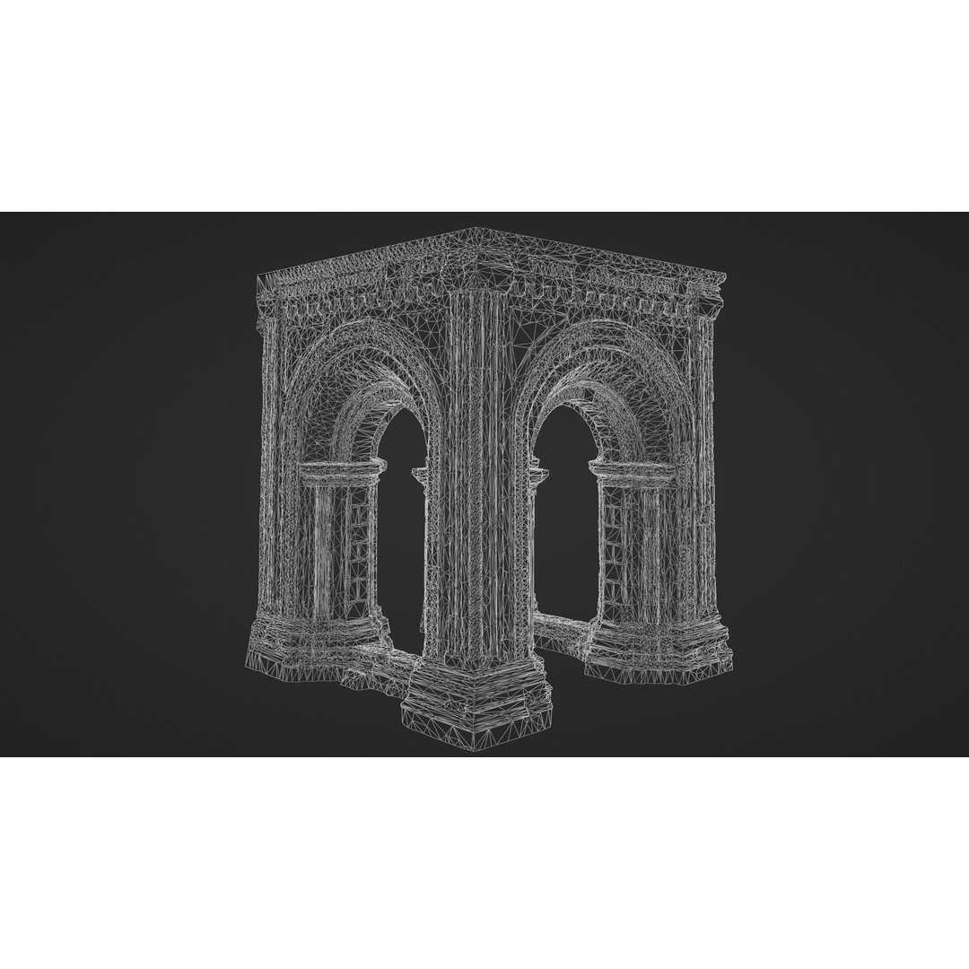 Monumental Castle Entrance 3D Model – Low Poly Historic Gate, FBX - View 17