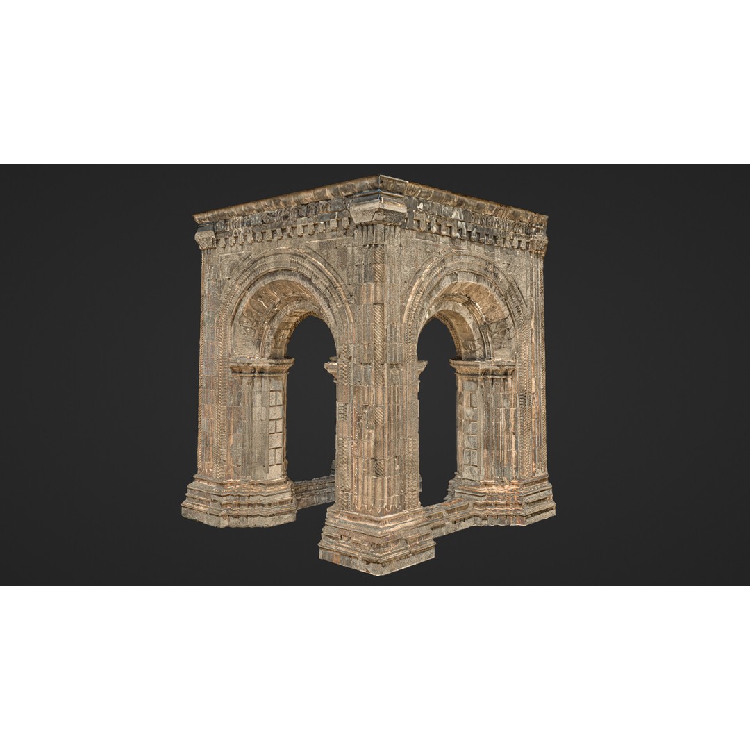 Monumental Castle Entrance 3D Model – Low Poly Historic Gate, FBX - View 18