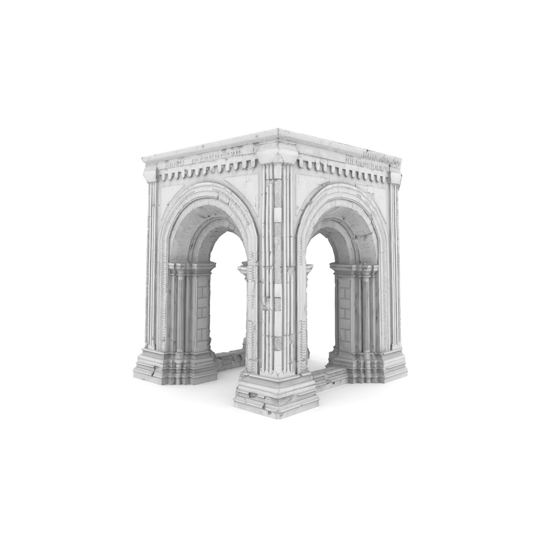 Monumental Castle Entrance 3D Model – Low Poly Historic Gate, FBX - View 19