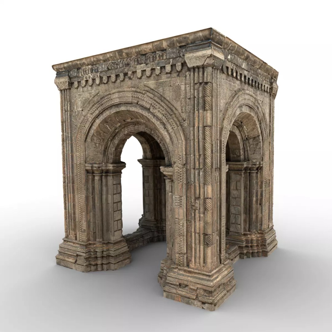 Monumental Castle Entrance 3D Model – Low Poly Historic Gate, FBX - View 2