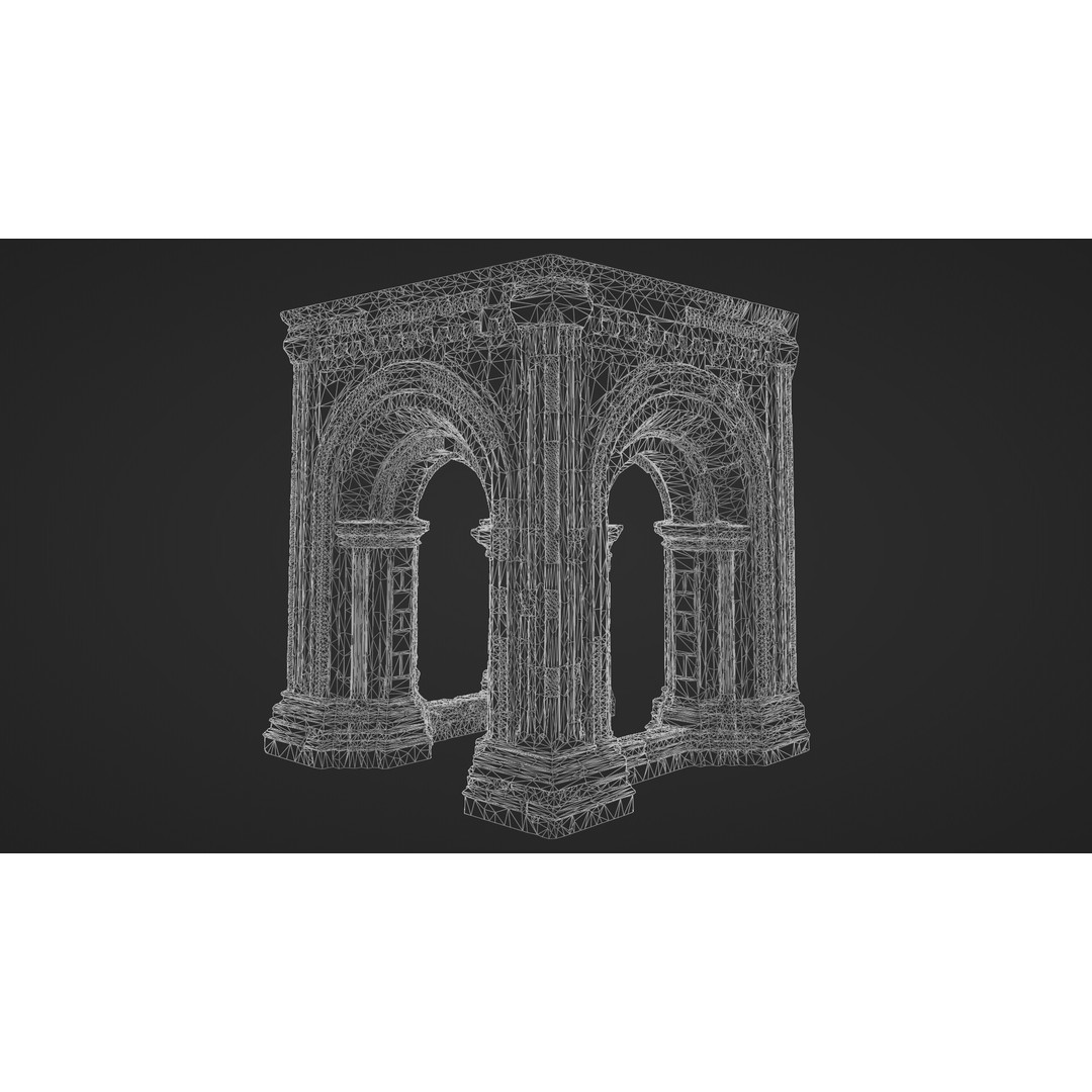 Monumental Castle Entrance 3D Model – Low Poly Historic Gate, FBX - View 20