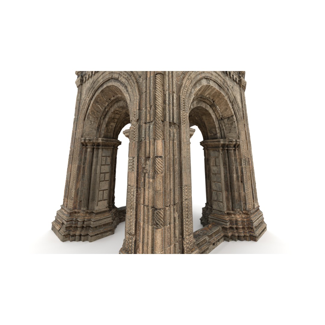 Monumental Castle Entrance 3D Model – Low Poly Historic Gate, FBX - View 21