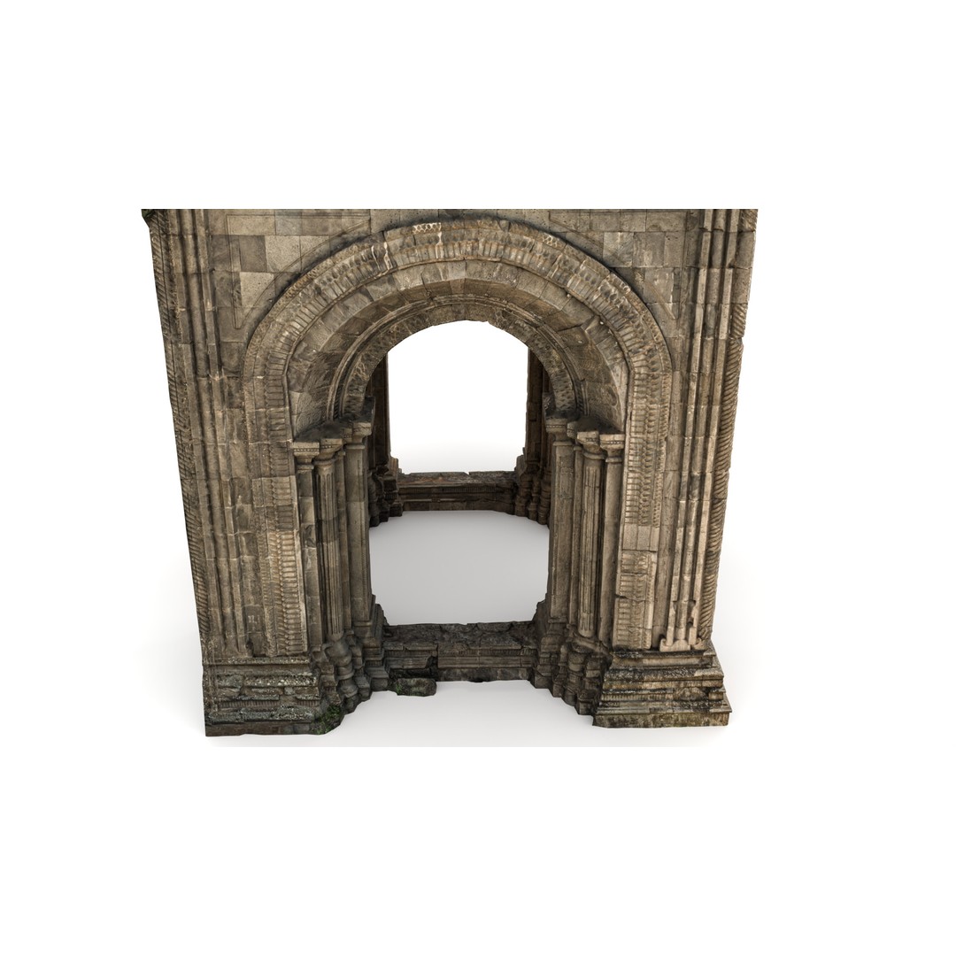 Monumental Castle Entrance 3D Model – Low Poly Historic Gate, FBX - View 22