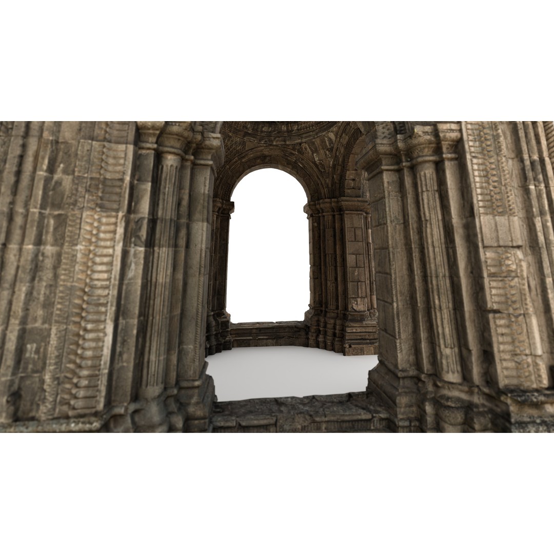 Monumental Castle Entrance 3D Model – Low Poly Historic Gate, FBX - View 30