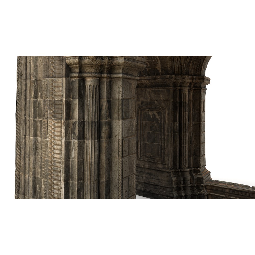 Monumental Castle Entrance 3D Model – Low Poly Historic Gate, FBX - View 31