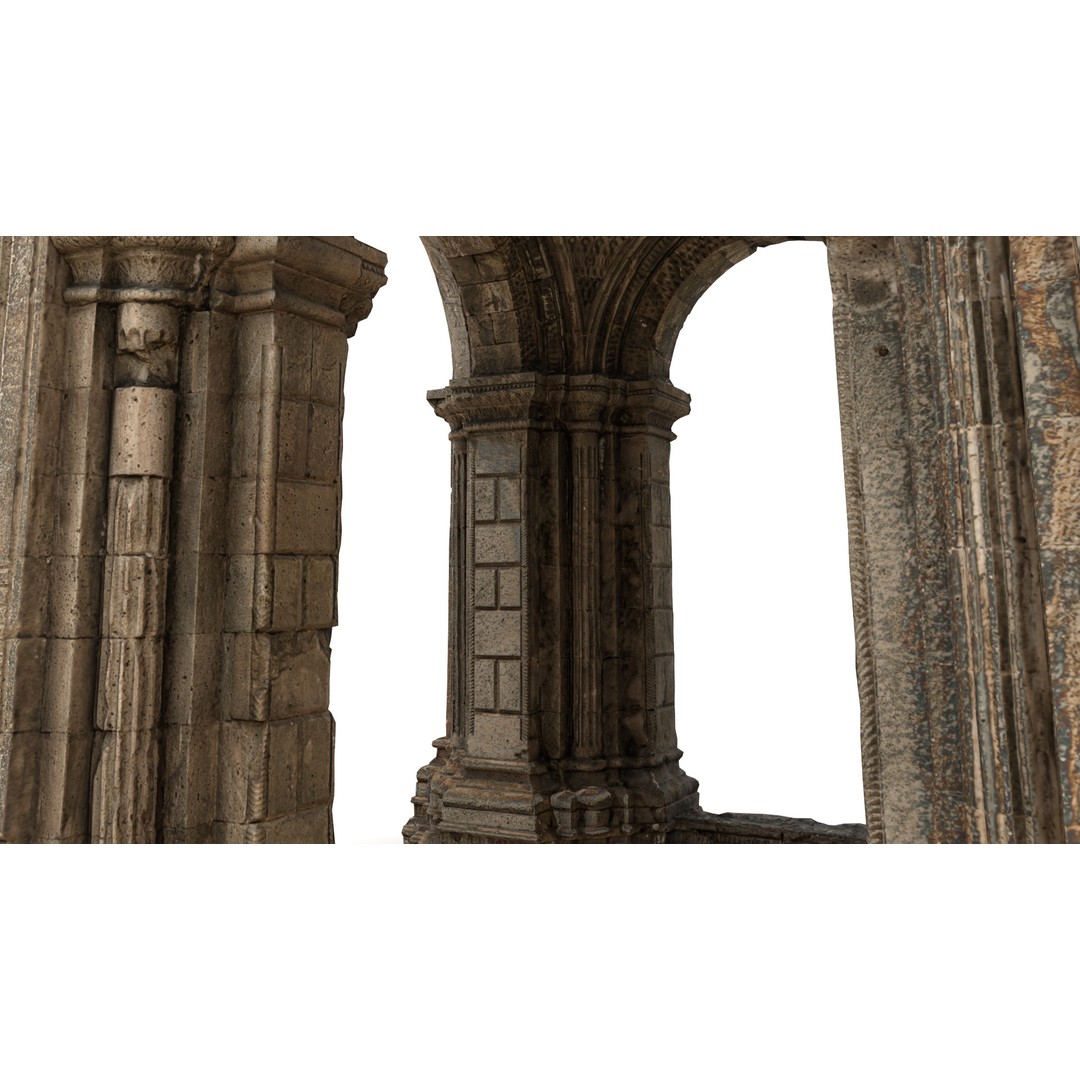 Monumental Castle Entrance 3D Model – Low Poly Historic Gate, FBX - View 32