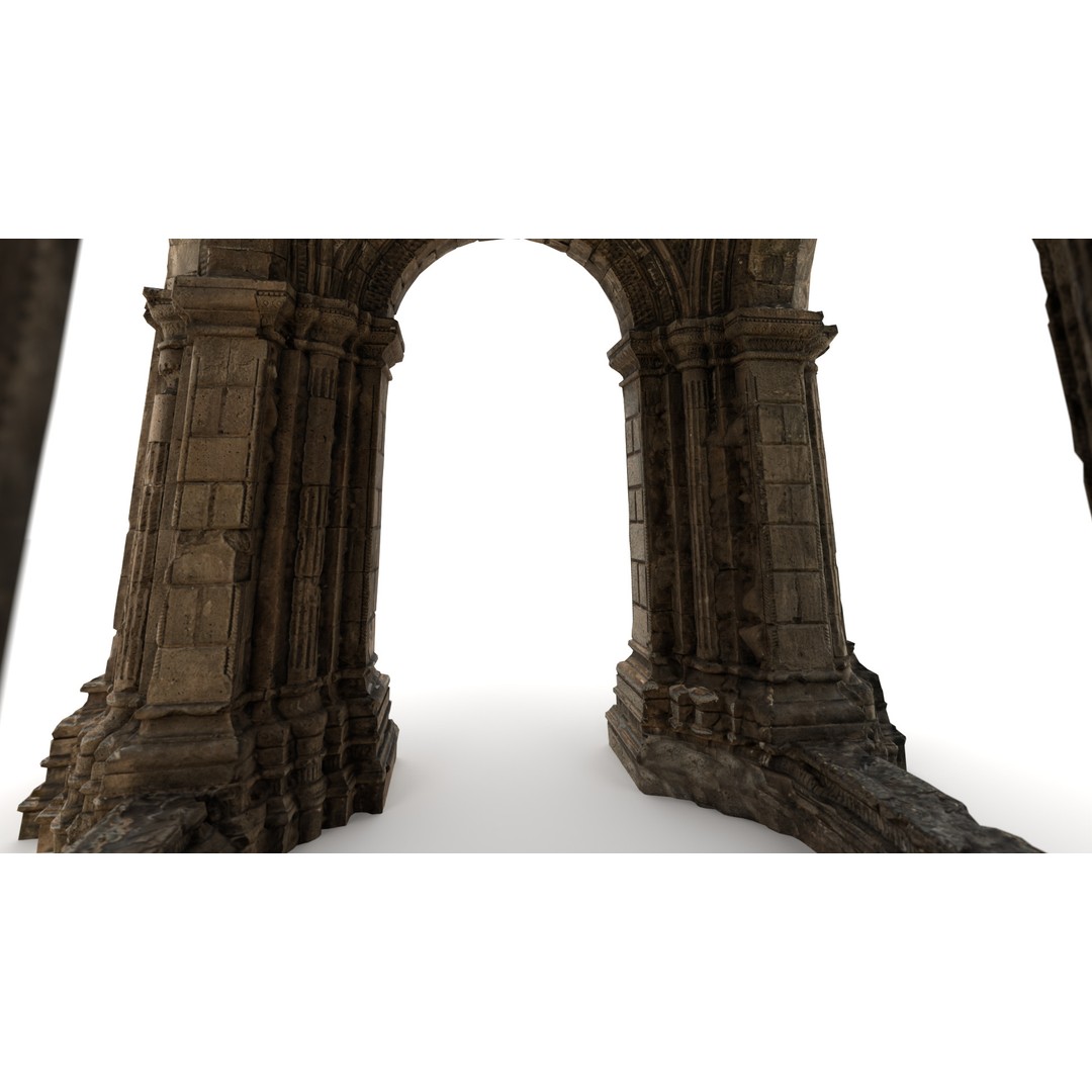 Monumental Castle Entrance 3D Model – Low Poly Historic Gate, FBX - View 33