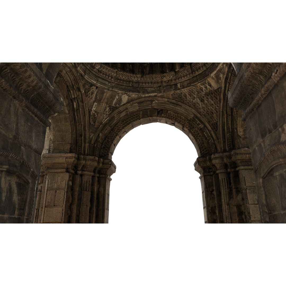 Monumental Castle Entrance 3D Model – Low Poly Historic Gate, FBX - View 34