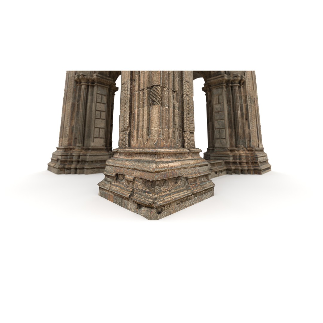 Monumental Castle Entrance 3D Model – Low Poly Historic Gate, FBX - View 36