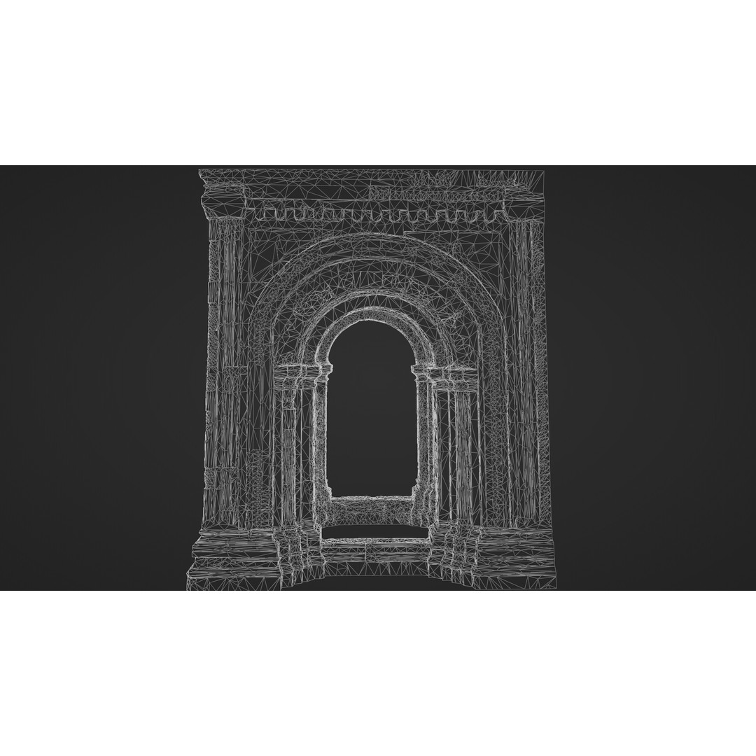 Monumental Castle Entrance 3D Model – Low Poly Historic Gate, FBX - View 38