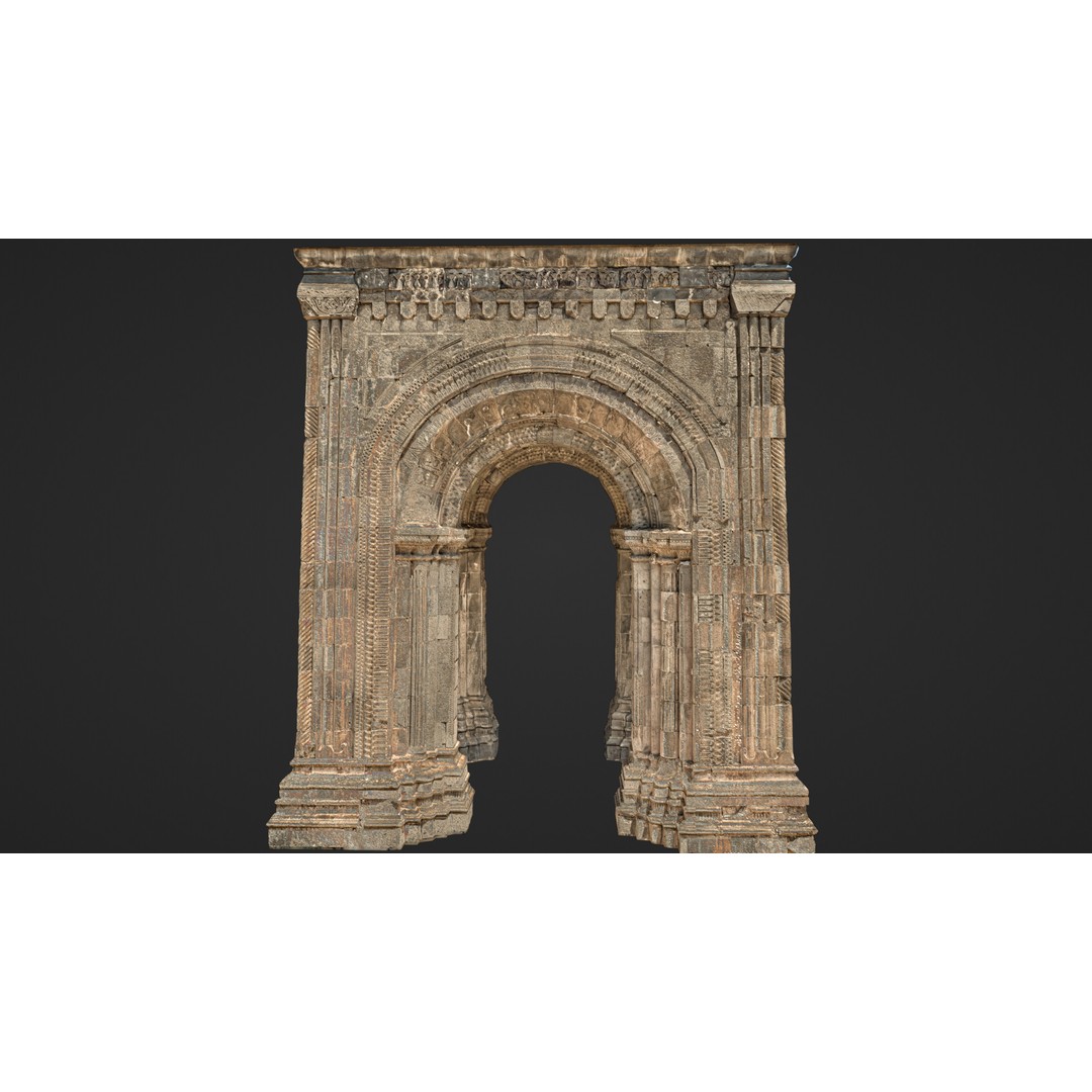 Monumental Castle Entrance 3D Model – Low Poly Historic Gate, FBX - View 39