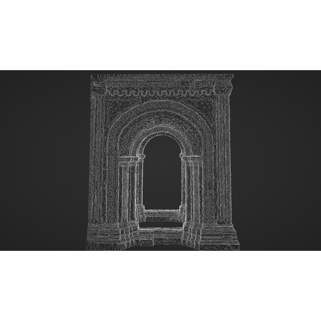Monumental Castle Entrance 3D Model – Low Poly Historic Gate, FBX - View 42