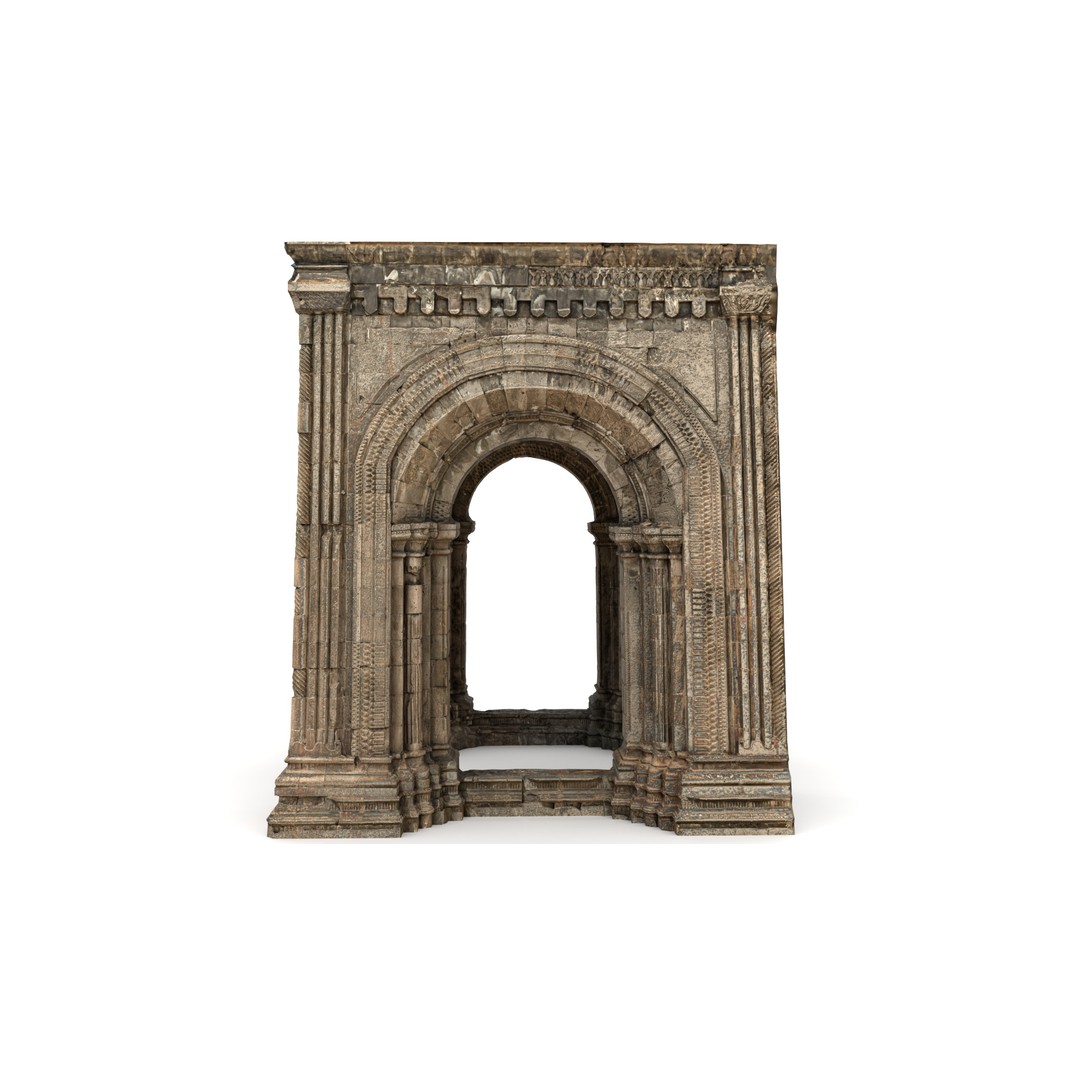 Monumental Castle Entrance 3D Model – Low Poly Historic Gate, FBX - View 7