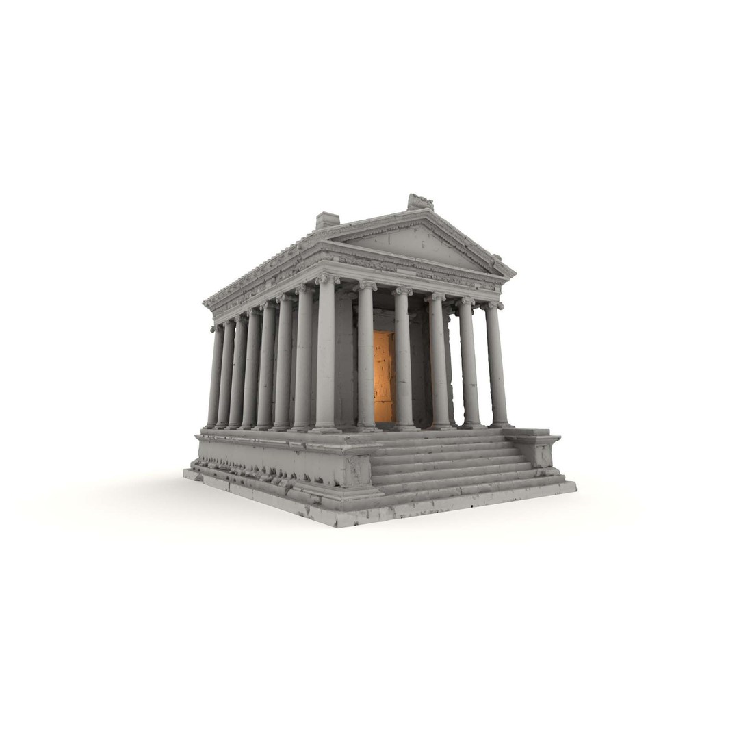 Greek Roman Temple 3D Model – Low Poly Architectural Asset, FBX, OBJ - View 4