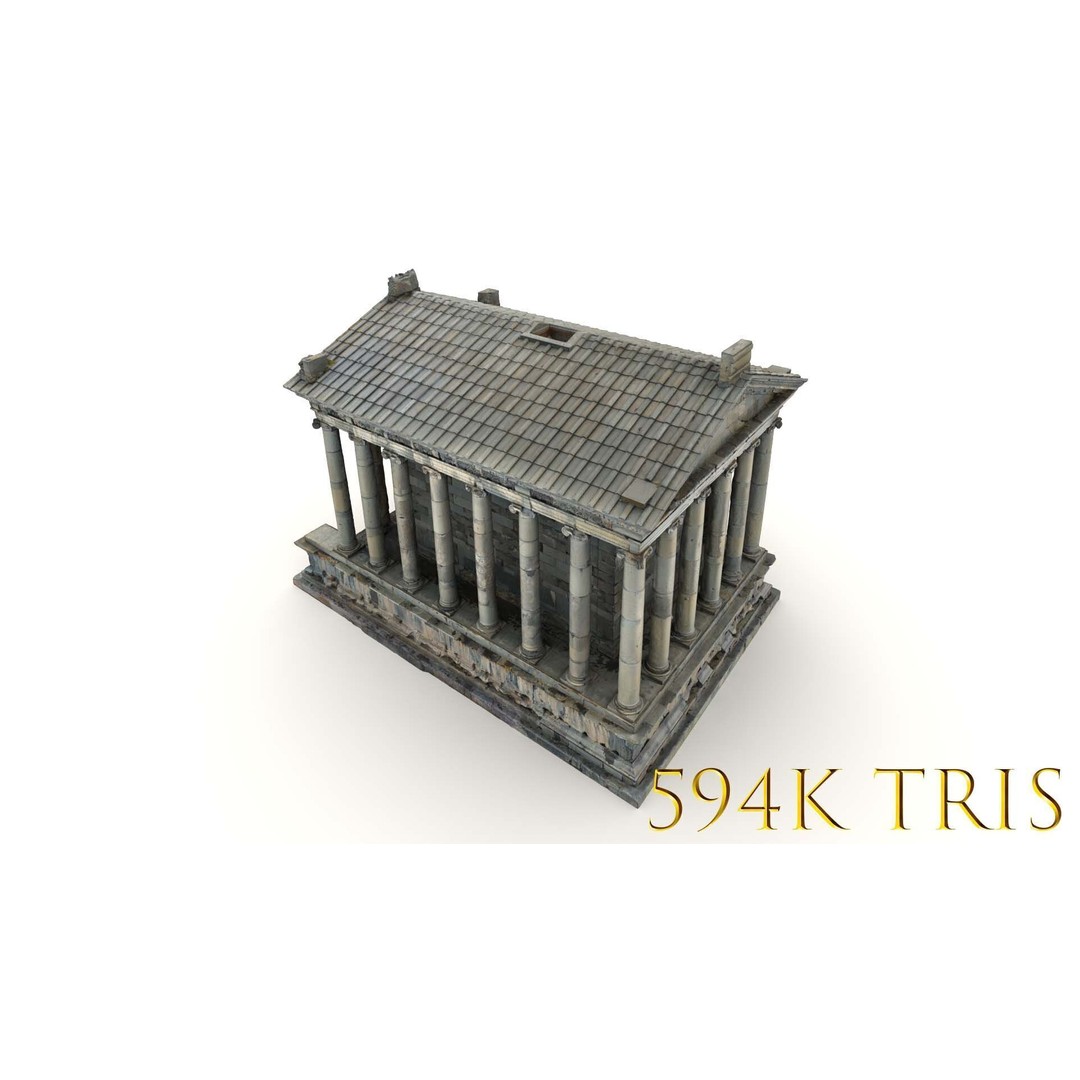 Greek Roman Temple 3D Model – Low Poly Architectural Asset, FBX, OBJ - View 59
