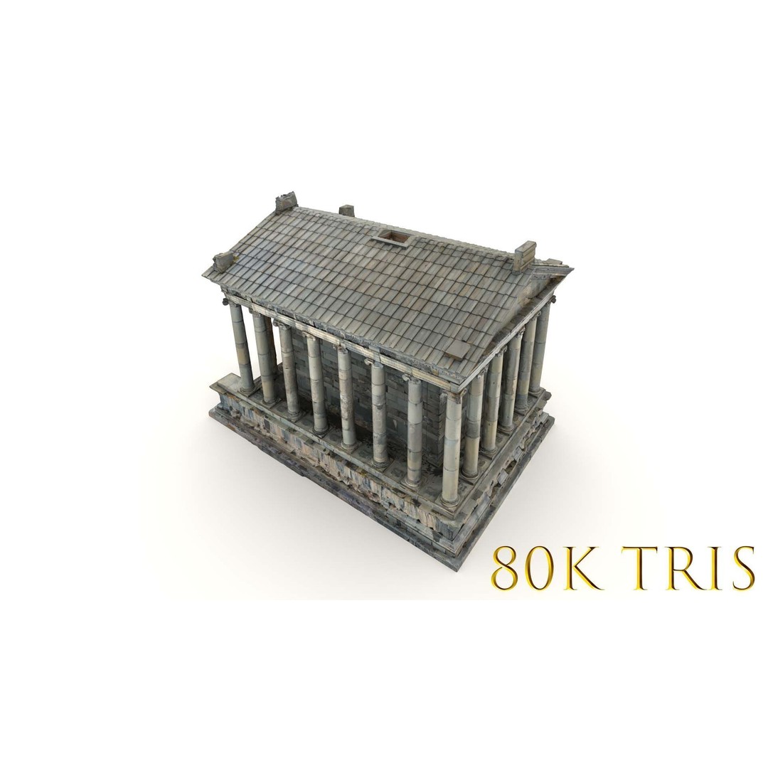 Greek Roman Temple 3D Model – Low Poly Architectural Asset, FBX, OBJ - View 60