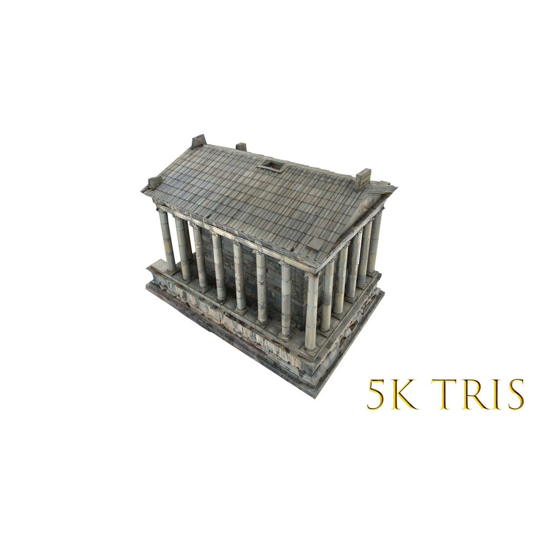 Greek Roman Temple 3D Model – Low Poly Architectural Asset, FBX, OBJ - View 61