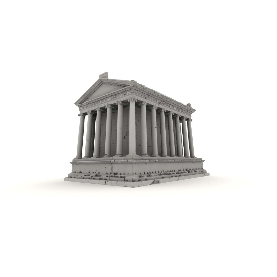 Greek Roman Temple 3D Model – Low Poly Architectural Asset, FBX, OBJ - View 9