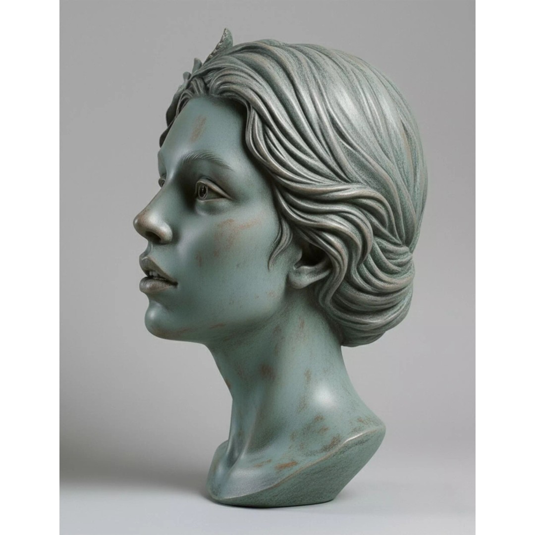 Classical Female Bust Sculpture 3D Model – High-Detail PBR Art Asset - View 6