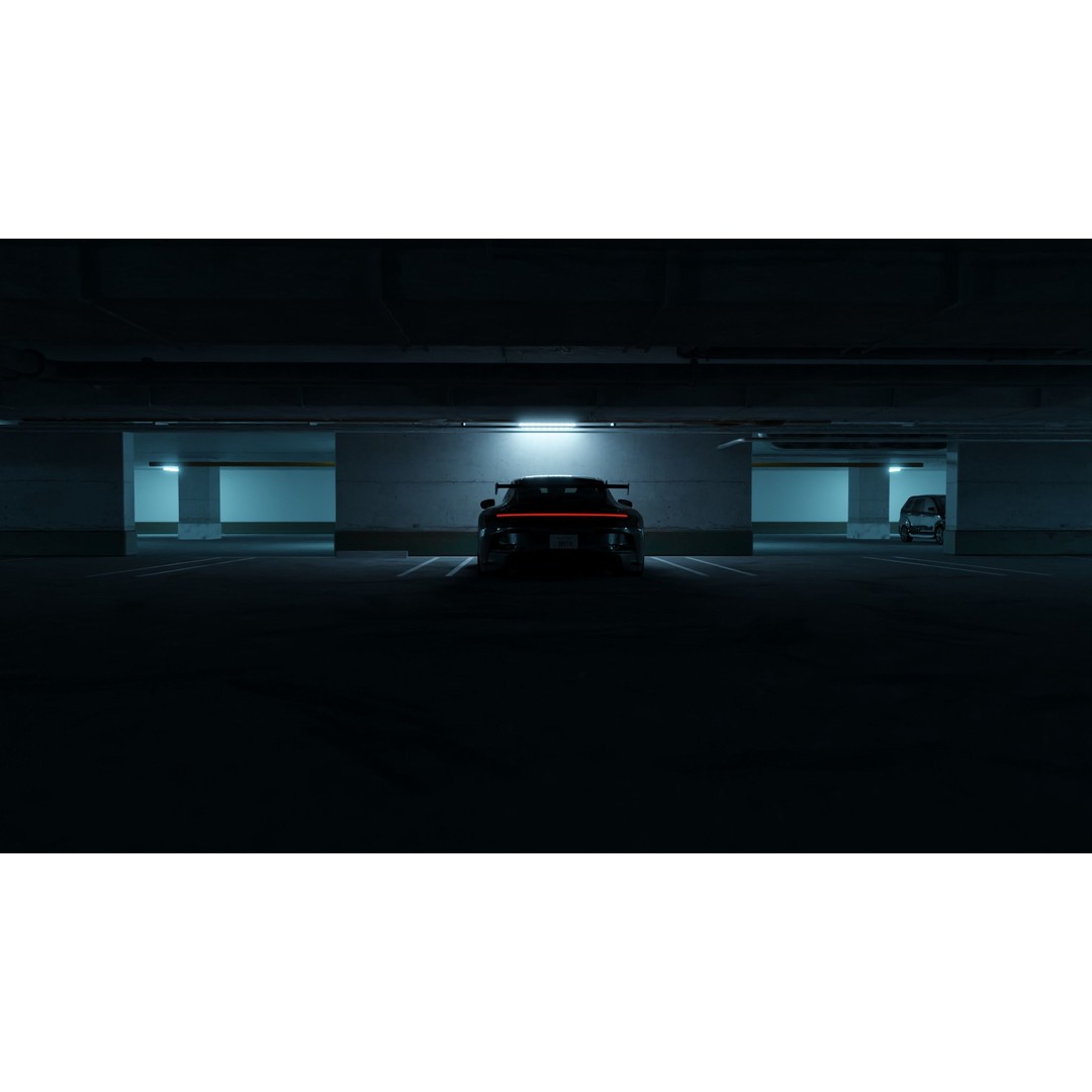 Cinematic Car Parking Lot 3D Model – Textured Blender Scene, Game Ready