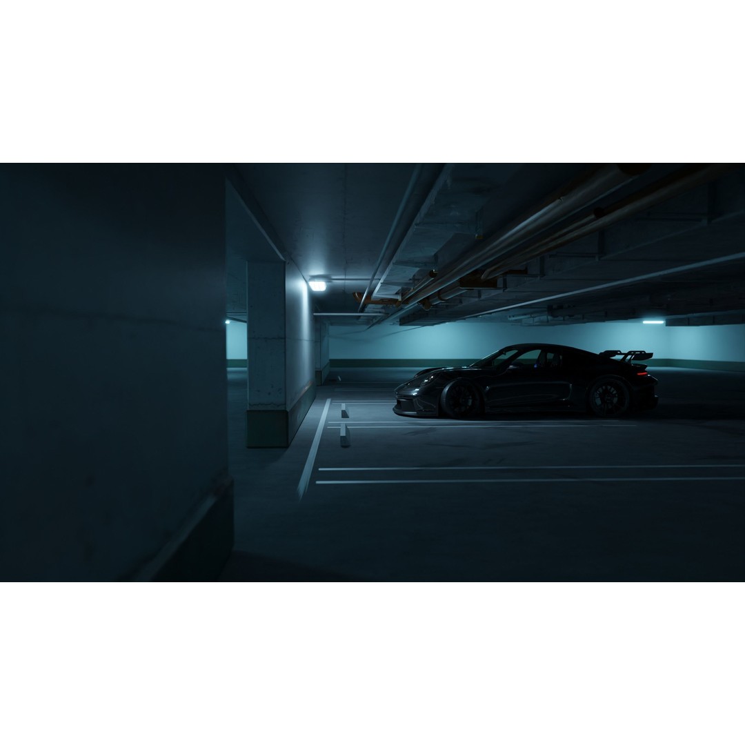 Cinematic Car Parking Lot 3D Model – Textured Blender Scene, Game Ready - View 4