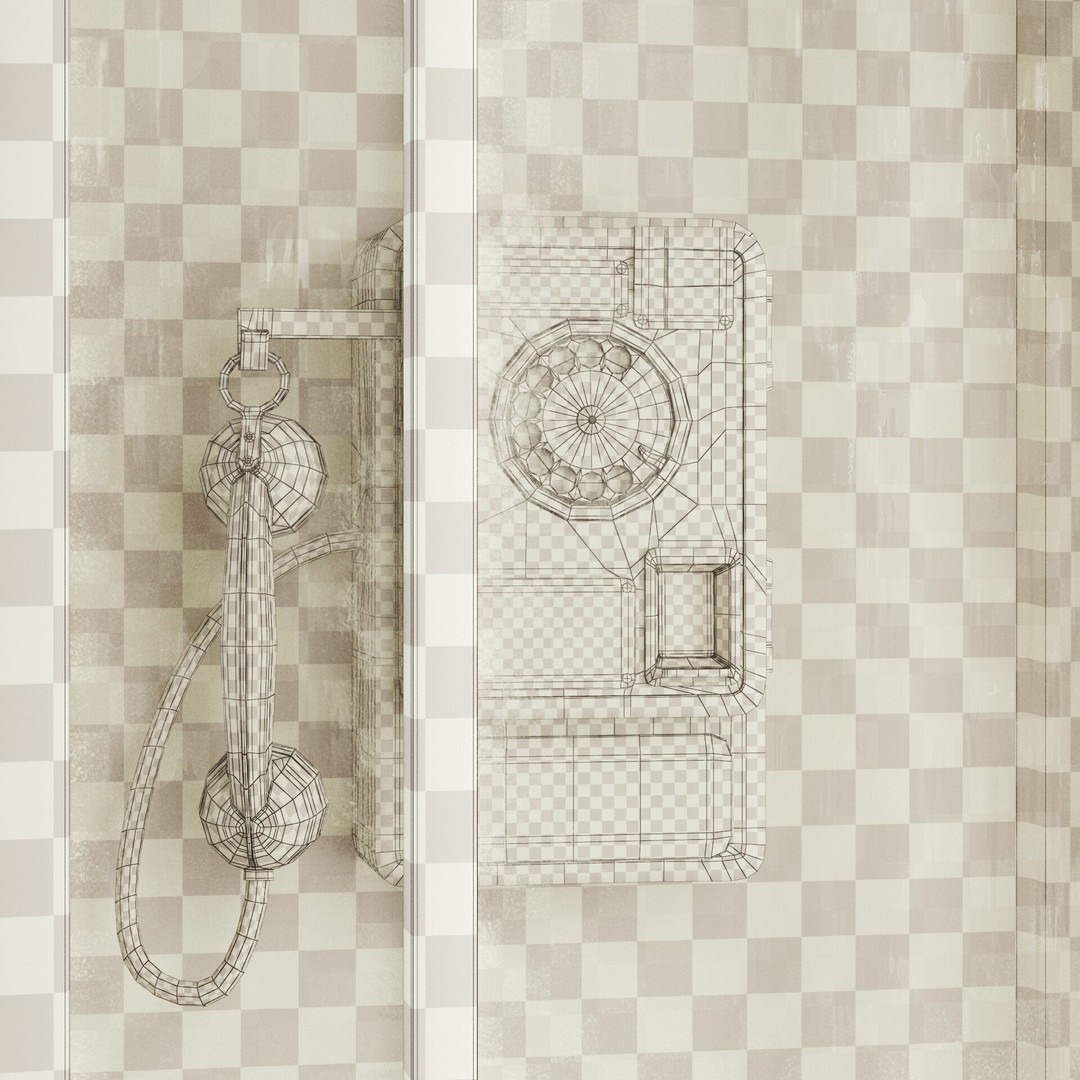 Soviet Telephone Booth 3D Model – Vintage Payphone Asset, PBR Textures