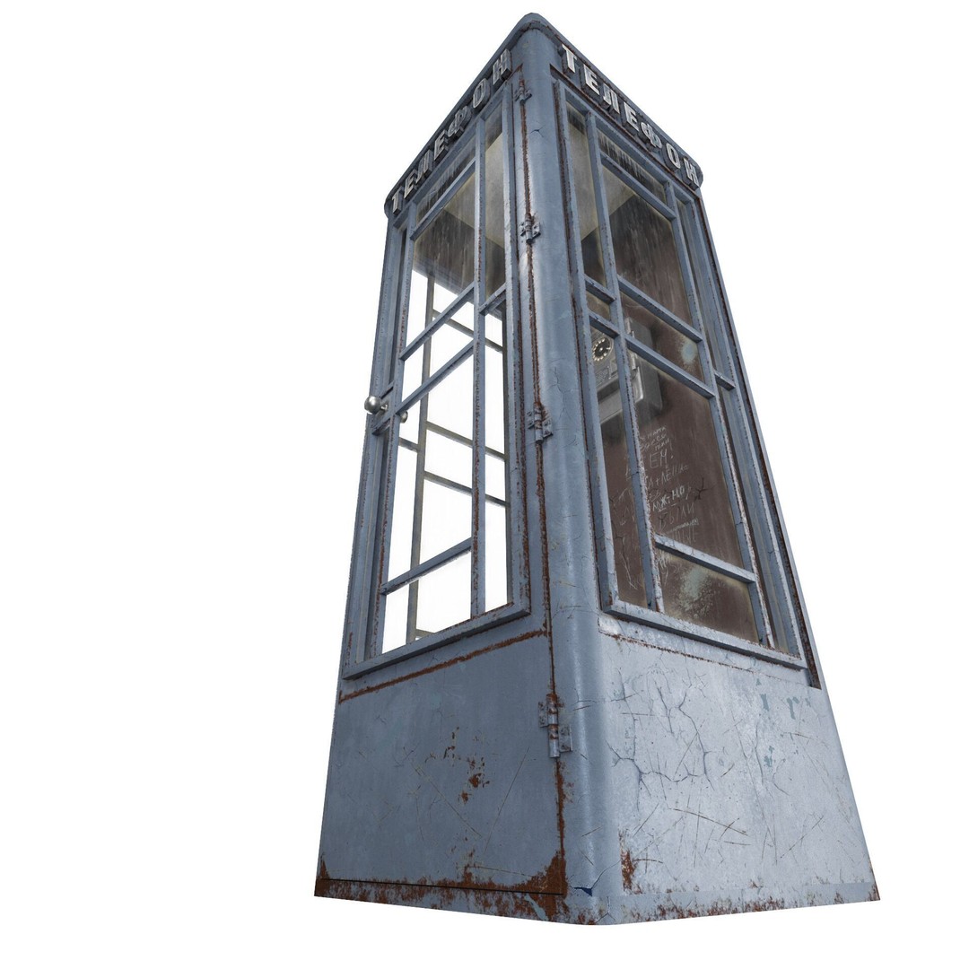 Soviet Telephone Booth 3D Model – Vintage Payphone Asset, PBR Textures - View 10
