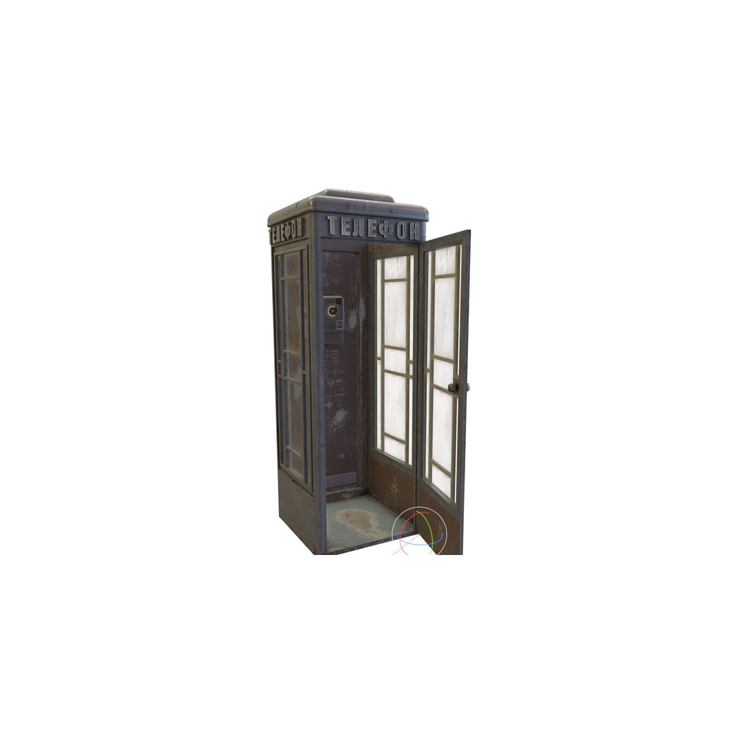 Soviet Telephone Booth 3D Model – Vintage Payphone Asset, PBR Textures - View 11