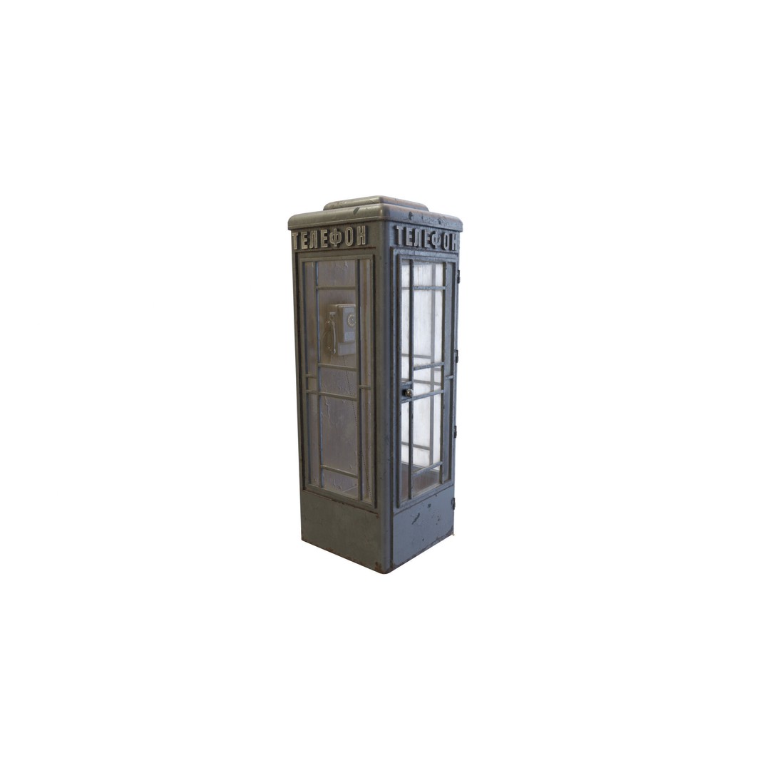 Soviet Telephone Booth 3D Model – Vintage Payphone Asset, PBR Textures - View 12