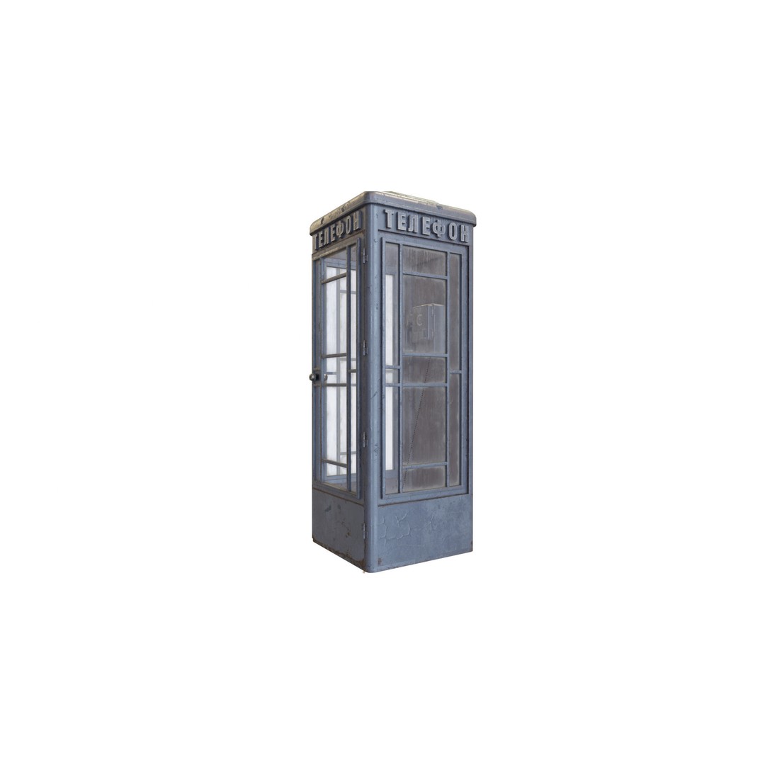Soviet Telephone Booth 3D Model – Vintage Payphone Asset, PBR Textures - View 13