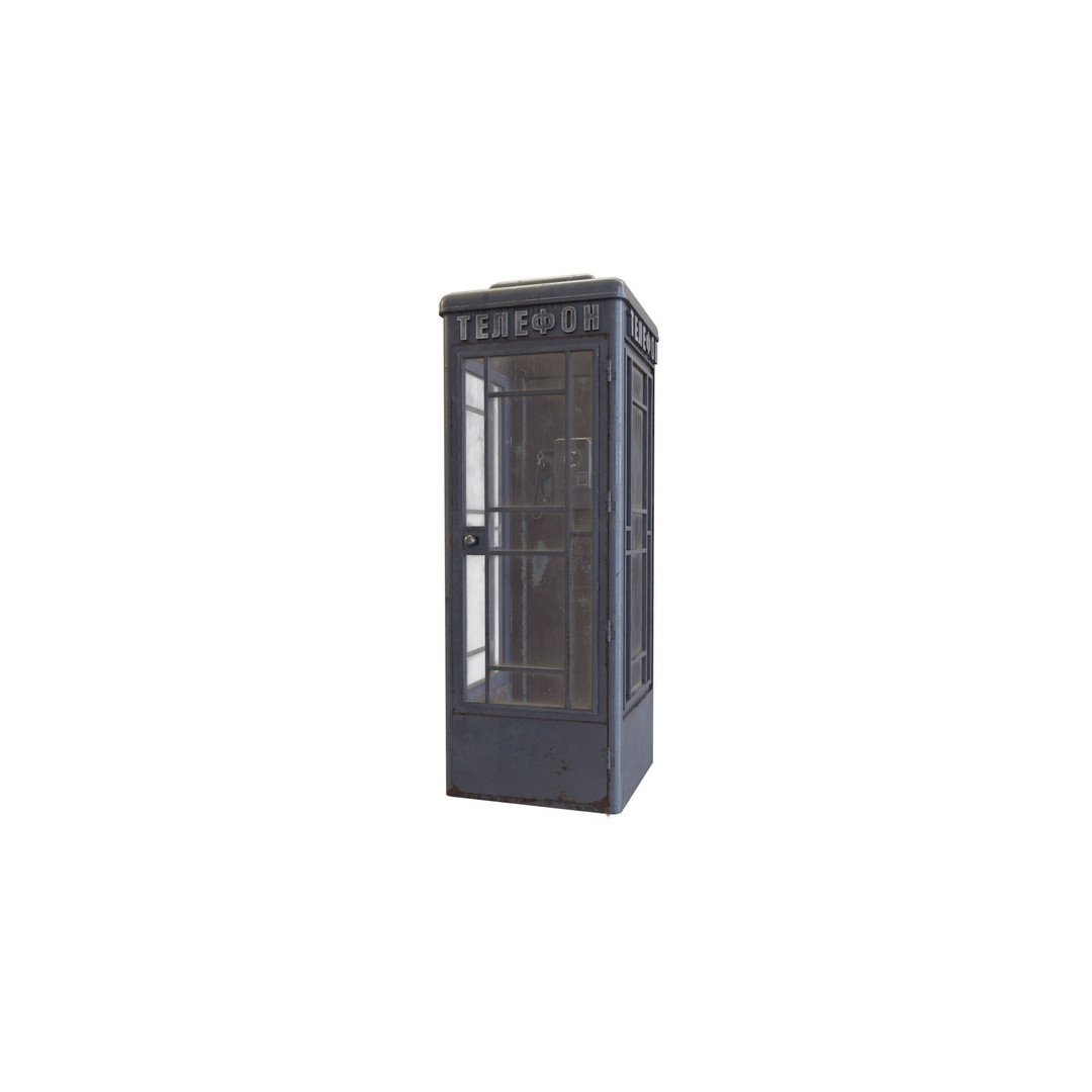 Soviet Telephone Booth 3D Model – Vintage Payphone Asset, PBR Textures - View 14